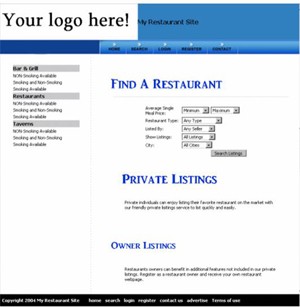 My Restaurant Site Blue Personal Use Template