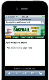 Baseball Shop Mobile Site Template PLR Template
