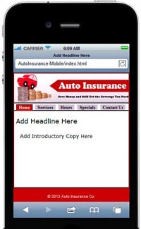Auto Insurance Mobile Site Template PLR Template