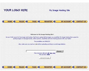 My Image Hosting Site Blue Gold Personal Use Template
